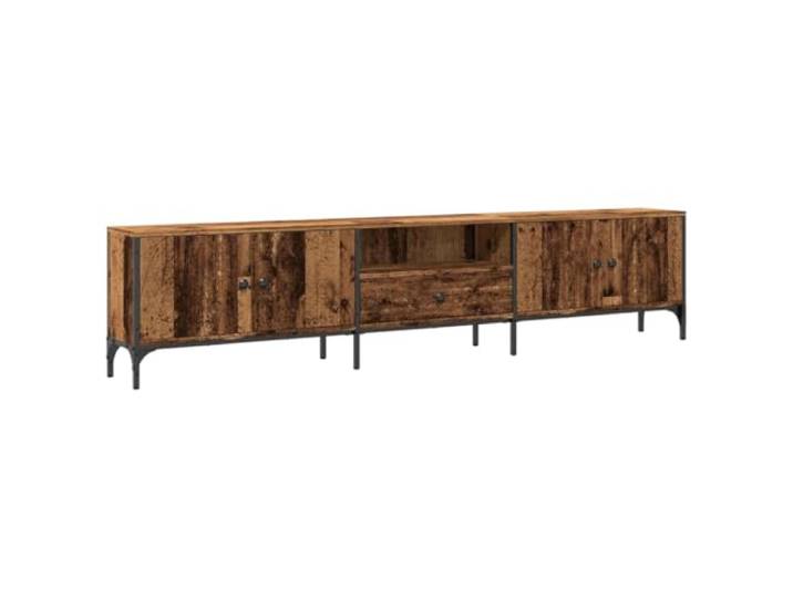 LMTYOENFG TV Lowboard Altholz-Optik 200x25x44 cm TV-Schrank Metall Schlankes Lowboard in Vintage-Holzoptik mit Metallgestell für Wohnzimmer. Bietet reichlich Stauraum hinter Türen.