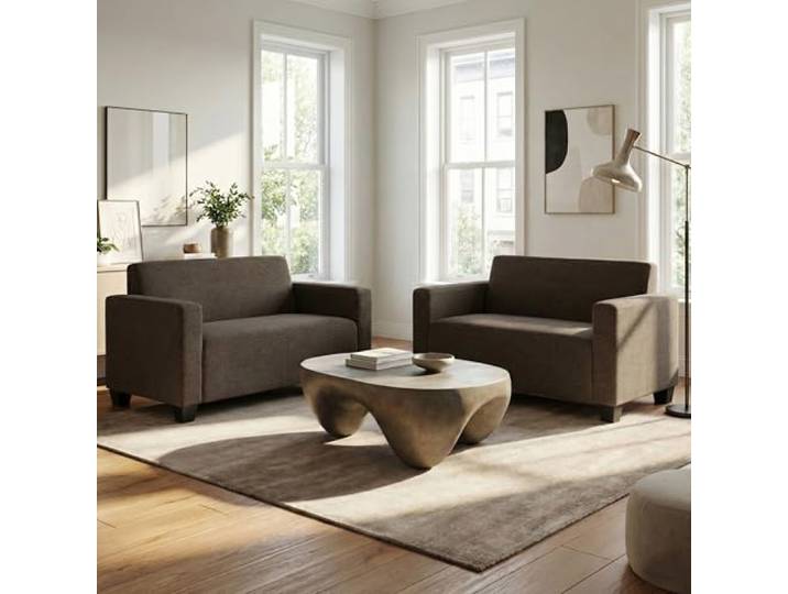 Mendler Sofa-Garnitur Couch-Garnitur 2X 2er Sofa Lyon - braun