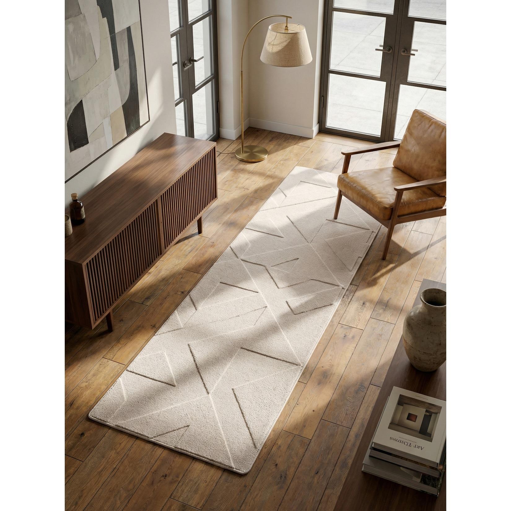 Teppich Kurzflor Waschbar LAVAREDO in Creme, geometrisch, 80 x 150 cm
