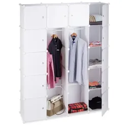 Relaxdays Kleiderschrank Stecksystem 14 Fächer Weiß