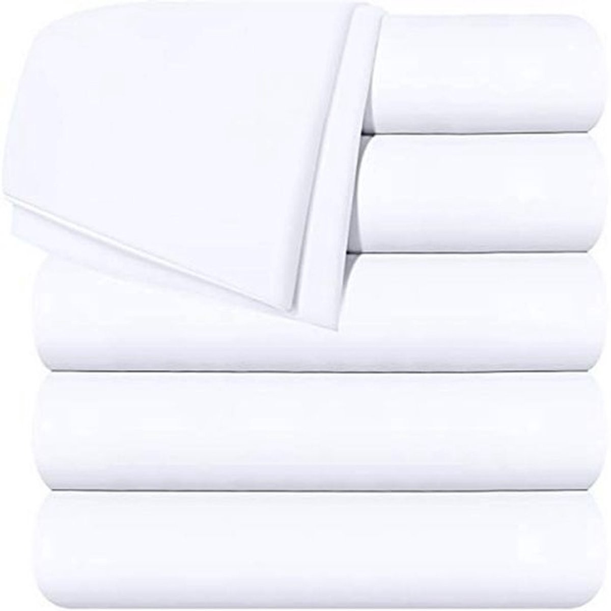 Set van 6 Platte Lakens van Zacht Microvezel - Wit