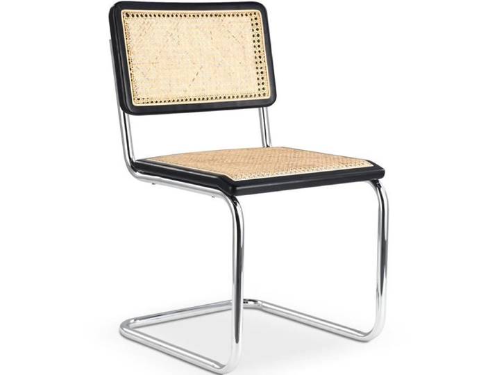 Chaise de Salle à Manger - Design Vintage - Bois et Rotin - Nouvelle Édition - Lia Noir