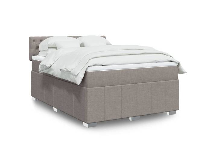 furnicato Bett 140 x 190 cm Boxspringbett Taupe Massivholz mit LED-Licht (1-tlg), Individuelle LED-Beleuchtung für dein Komfort-Boxspringbett