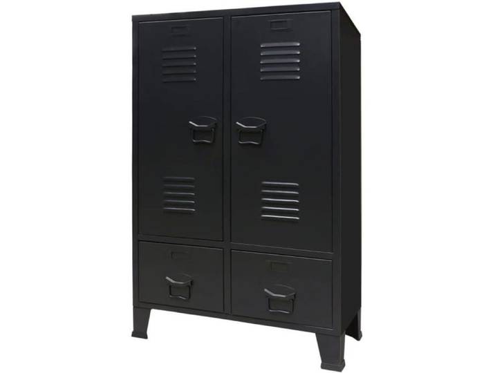 Garde-robe Métal de Style Industriel 67x35x107 cm Noir Armoire Bureau[3]