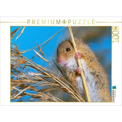 CALVENDO Puzzle Neugierige Zwergmaus auf einem Pflanzenstengel | 1000 Teile Lege-Größe 64x48cm Foto-Puzzle für glückliche Stunden
