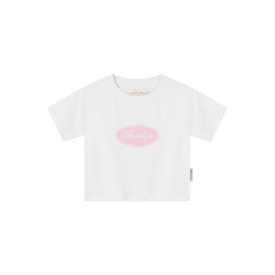 T-Shirt ANOTHER COTTON LAB "Another Cotton Lab Another Vintage Logo Crop Top", Damen, Gr. M, weiß, 100% Baumwolle, bedruckt, normal, Rundhals, Shirts T-Shirt