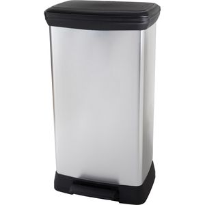 Curver Mülleimer Deco Bin Metallics 46L Duo silber, aus Kunststoff, 2x 23 Liter