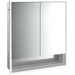 emco loft Lichtspiegelschrank mit Unterfach, 600mm, Unterputzmodell, aluminium/spiegel, 979805205, Ausführung: 2 Türen