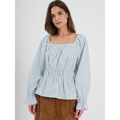 Funktionstop NORR "NORR Top Alva", Damen, Gr. 34, blau (light blau stripe), Obermaterial: 100% Baumwolle, Tops