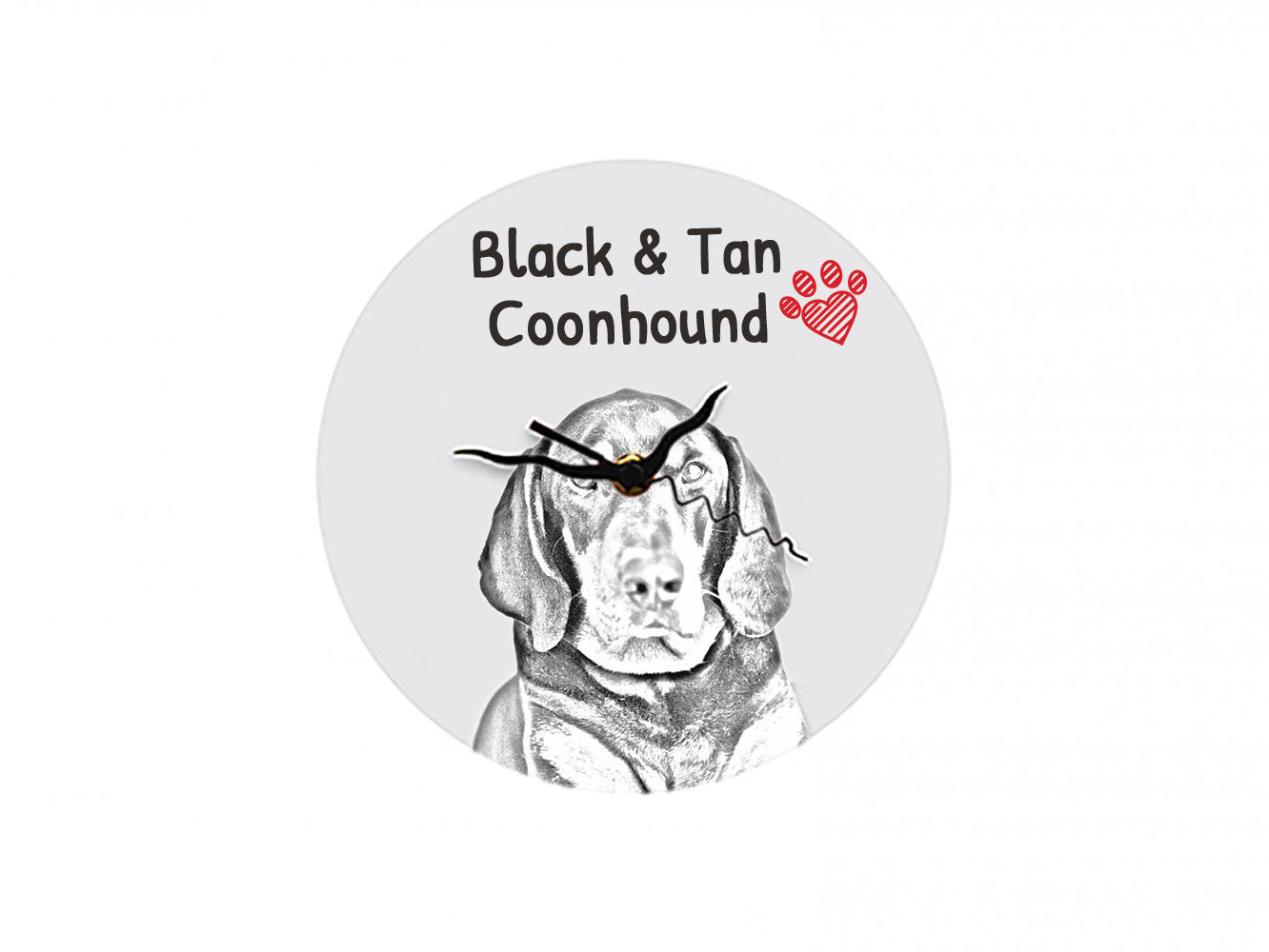 Art-Dog Wandklok Black and Tan Coonhound I