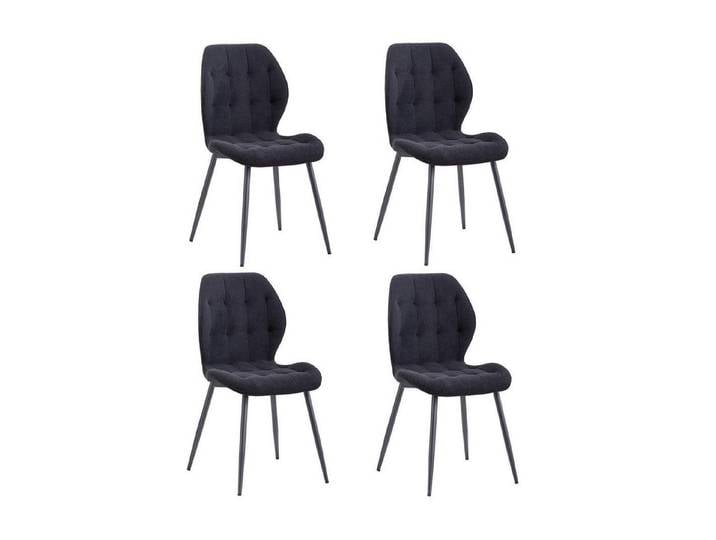 LuxusKollektion Esszimmerstuhl Esszimmerstuhl 4er Set Rückenlehne Metallbeine Schwarz 4er-Set