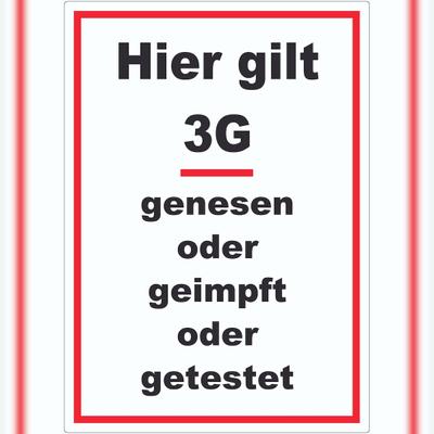 HB-Druck Hier gilt 3G Hinweis Aufkleber mit Text A1 (594x841mm)