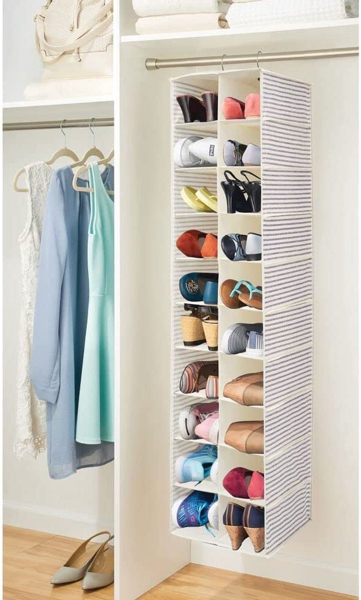 MDESİGN Hangkast met 20 vakken voor kleding, schoenen en accessoires - Blauw/Beige