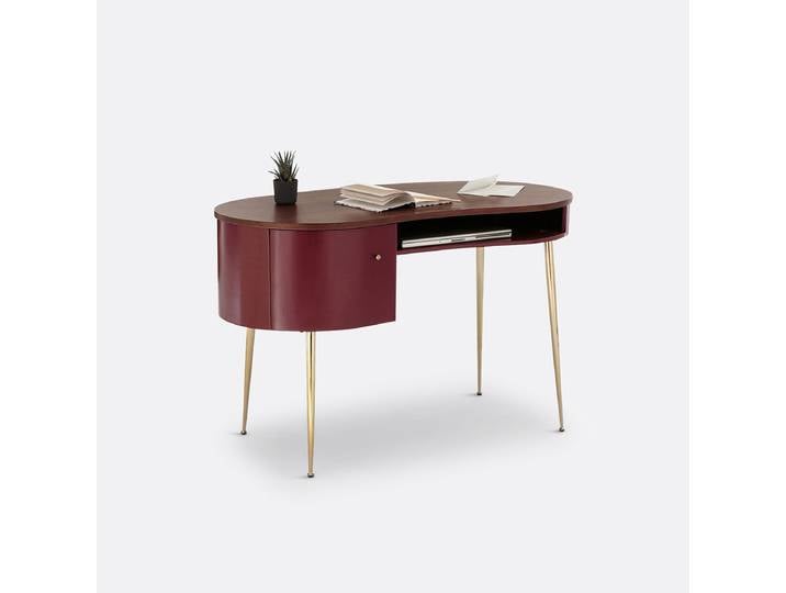 LA REDOUTE Bureau vintage plaqué noyer, Topim Rouge Bordeaux,Noyer