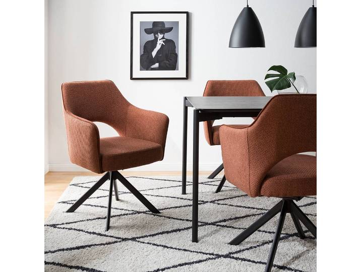 Chaise à accoudoirs pivotante Tustin 64 x 85 x 61cm Marron/Marron rouille