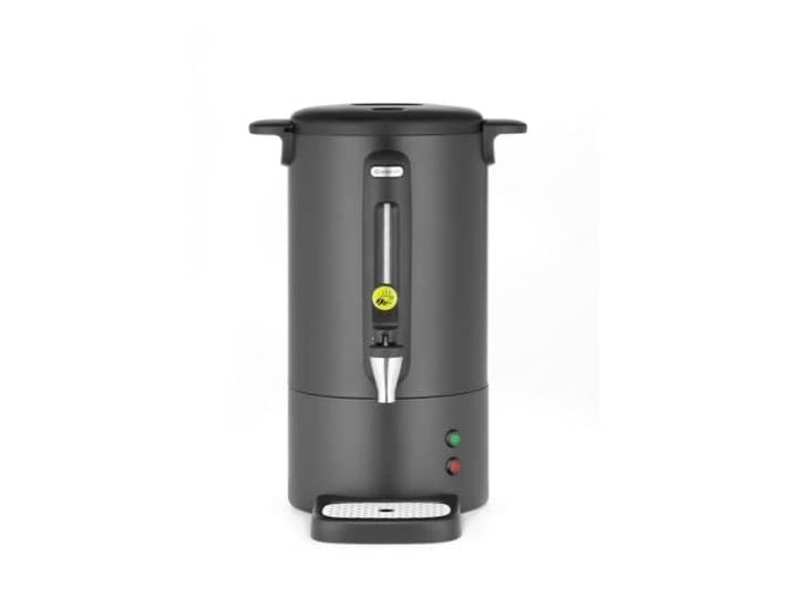 HENDI Kaffee-Perkolator, UNIQ, zum Brühen von Kaffee, 7L, Schwarz Tropffreier Zapfhahn, Wasserstandsanzeige, Kaffeebereiter, Kaffeemaschine, 230V/1050W, 307x330x(H)450mm, Edelstahl, PP