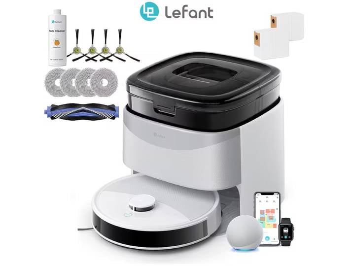 LEFANT M3L Aspirateur Robot et Laveur, Aspiration 12000Pa, Aspiration et Lavage avec Séchage des Lingettes, Nettoyage Automatique et Collecte de Poussière