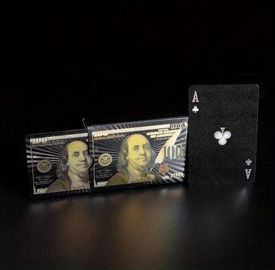 Inspired Finds Luxury Waterproof Playing Cards Sleek Black Poker Deck For Magic, Parties & Game Nights black Colored Usd