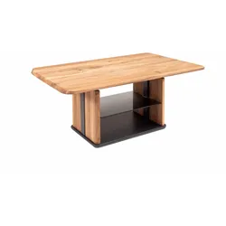 COUCHTISCH höhenverstellbar Charin 110x50x65 Massivholz Wildeiche/Grau