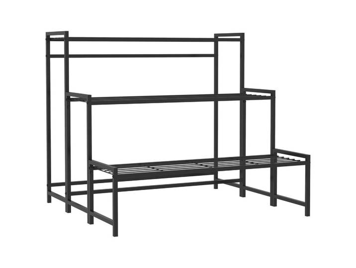 Modfu Gartenregal aus Metall 75x70x66 cm in Schwarz mit 3 Ebenen, 70x66x75 cm, Dekoration, Gartendeko