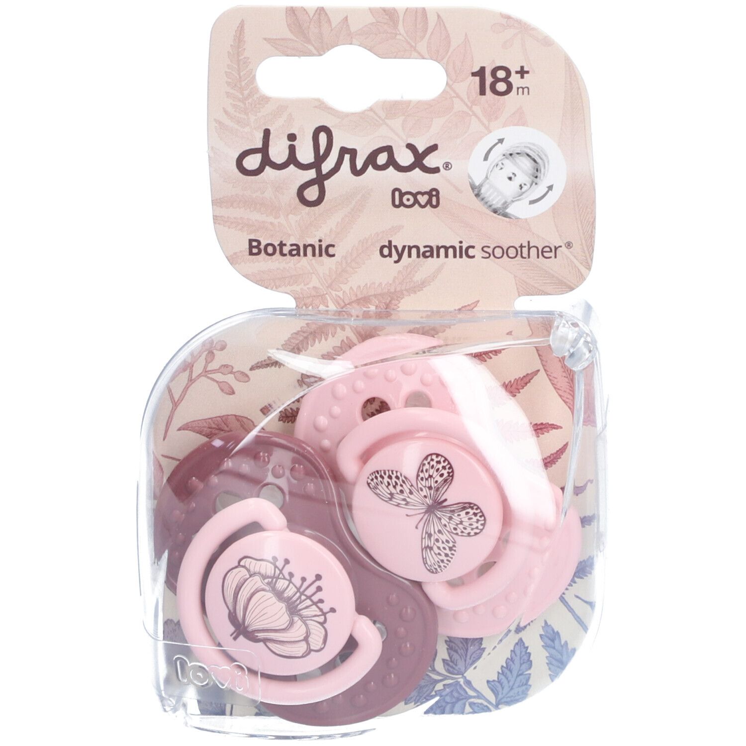 Difrax Fopspeen Dynamic Botanic 18m+ 2 St Schnuller