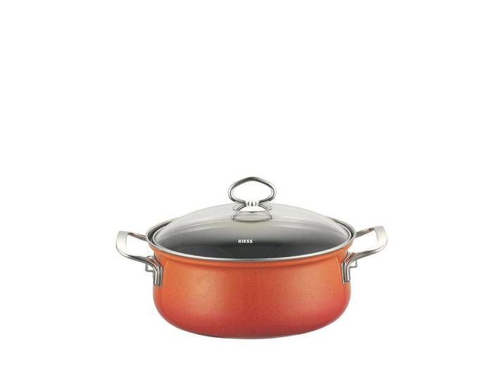 Riess Kasserolle Riess Nouvelle Corall Kasserolle mit Glasdeckel Ø16cm 1 Liter
