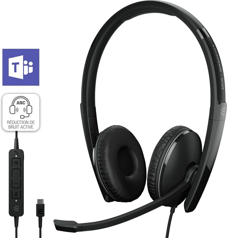 EPOS ADAPT 160T ANC USB-C MS   Casque Un micro-casque USB-C doté de l’annulation du bruit et certifié Microsoft Teams, idéal pour tous les
