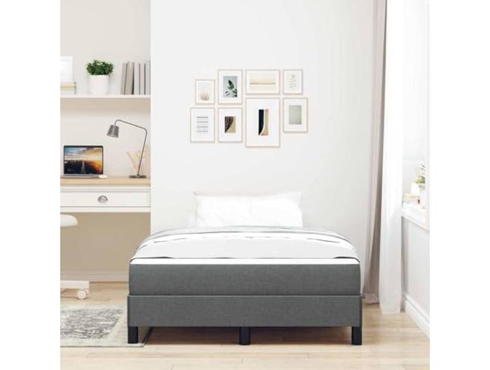 KTHLBRH Boxspringbett mit Matratze dunkelgrau 120 x 190 cm Stoff Technischer Holzrahmen, Taschenfedern, stabiler Stand, modernes Design, einfache Wartung