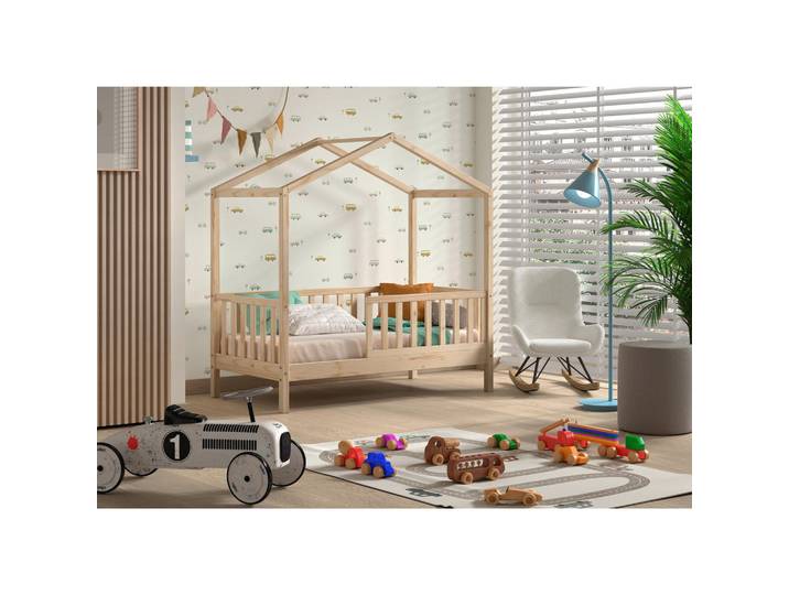 Vipack Hausbett, Natur, Holz, Kiefer, 70x140 cm, nicht verstellbar, Kinderzimmer & Jugendzimmer, Kindermöbel, Kinderbetten, Hausbetten