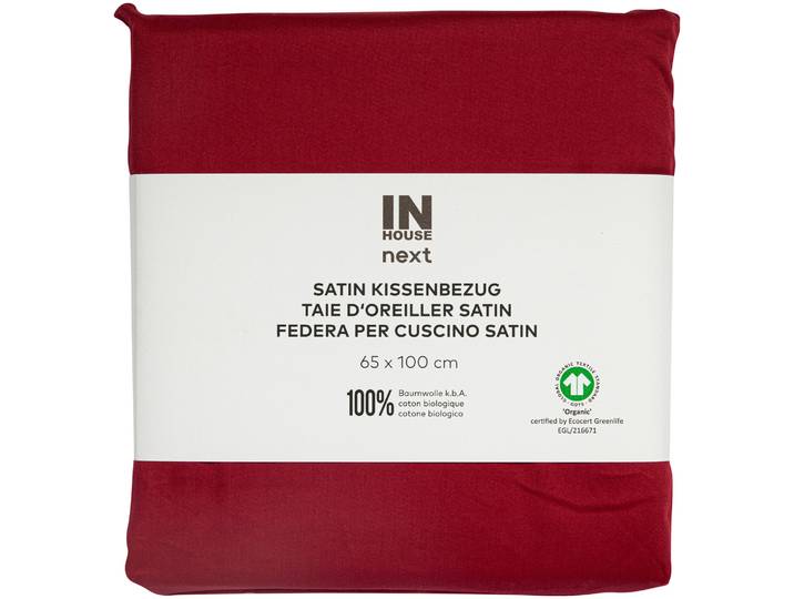 Inhouse Kissen Gots Satin 65x100 bordeaux