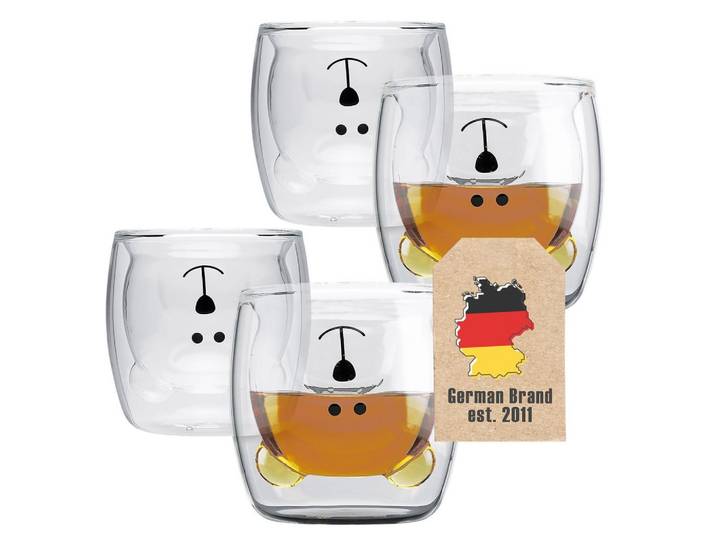 KAFFEEGLAS Bären Design 230 ml (4er-Set)