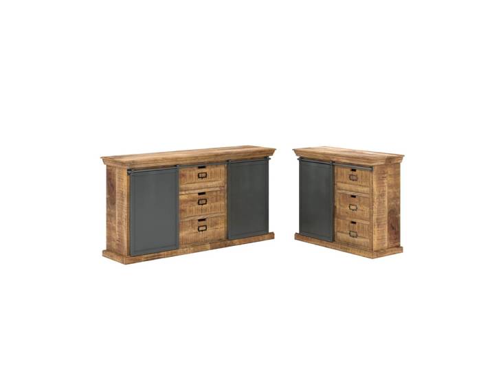Ensemble 2 buffets moyen et petit en bois de manguier massif
