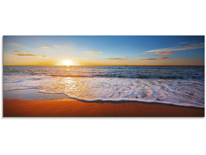 Glasbild ARTLAND Sonnenuntergang und das Meer , blau (farbe bild(er): blau), B:125cm H:50cm, Bilder, Glasbild, in verschiedenen Grössen