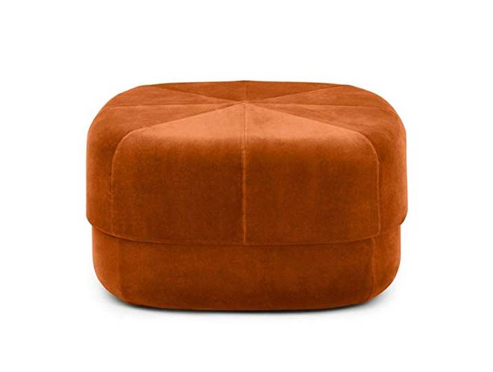 IXMLDAXD Der Stuhl, Soft Velvet Round Ottoman - Orange Padded Coffee Table Footstool for Living Room & Bedroom Extra Seating(Orange,65x65x36cm(26x26x14inch))