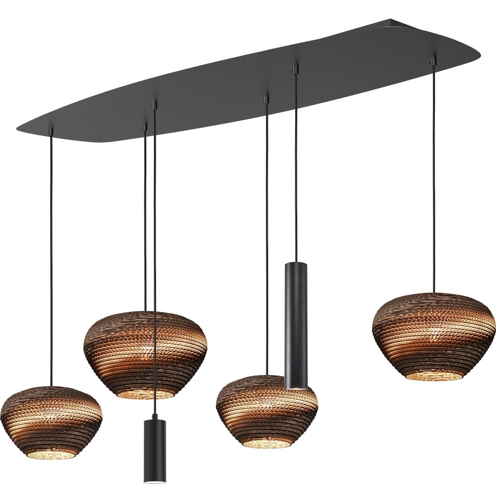 Masterlight Hanglamp Carta Trendy met papieren kappen - zwart - H 145 x B 140 cm