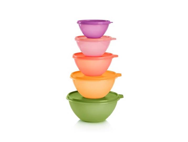 Tupperware Heritage Wonderlier 10-teiliges Frischhalteschüssel-Set in mehreren Farben, spülmaschinenfest und BPA-frei (5 Behälter, 5 Deckel)