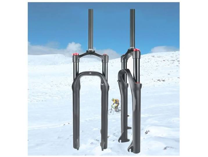 HIMALO MTB Fahrrad Luft Federgabel 26x4.0 Fett Fahrrad-Gabel Federweg 100mm 28,6 Mm Gerade Vorderradgabel Manuelle Lockout ， Für Schneestrand XC/AM