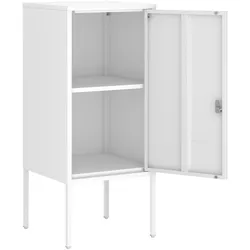 En.Casa, Nachttisch, Nachtschrank Hausjärvi 82x35x35 cm Türgriff links Stahl Weiss (35 x 35 x 82 cm)