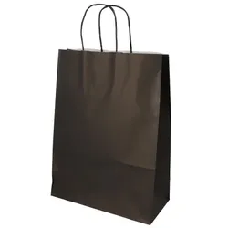 25 Tragetaschen, Papier 35 cm x 26 cm x 12 cm schwarz mit gedrehtem Tragegriff