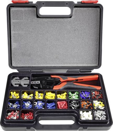 TOOLCRAFT PZ-507 1365635 Crimpzangen-Set 439teilig Kabelschuhe, Flachstecker, Flachsteckhülsen, Stoßverbinder, Aderendhülsen 0.5