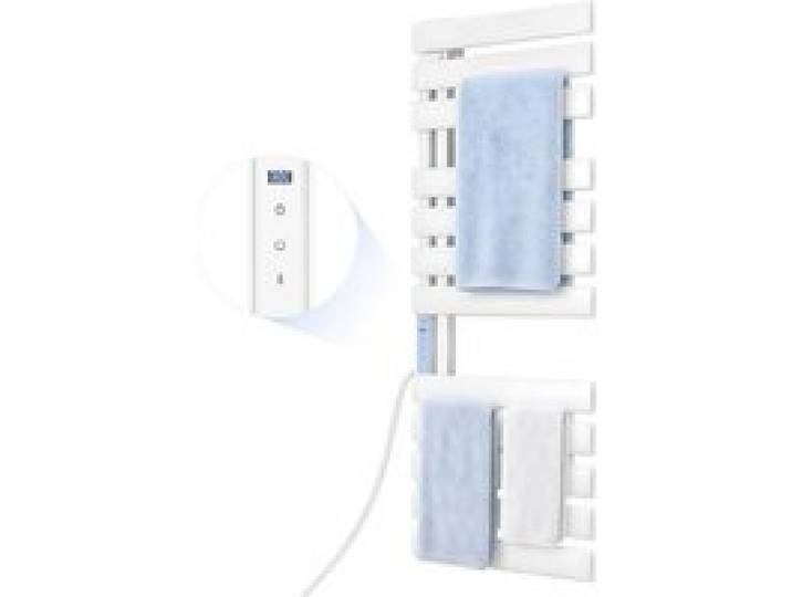 VEVOR Badheizkörper Elektrisch 12 Balken Handtuchheizkörper 555x1280mm Weiß, Handtuchwärmer mit Überhitzungsschutz, Touchscreen, 1-24-Stunden-Timer, Temperaturregelung von 0 bis 55 °C, IPX4 Wasserdicht