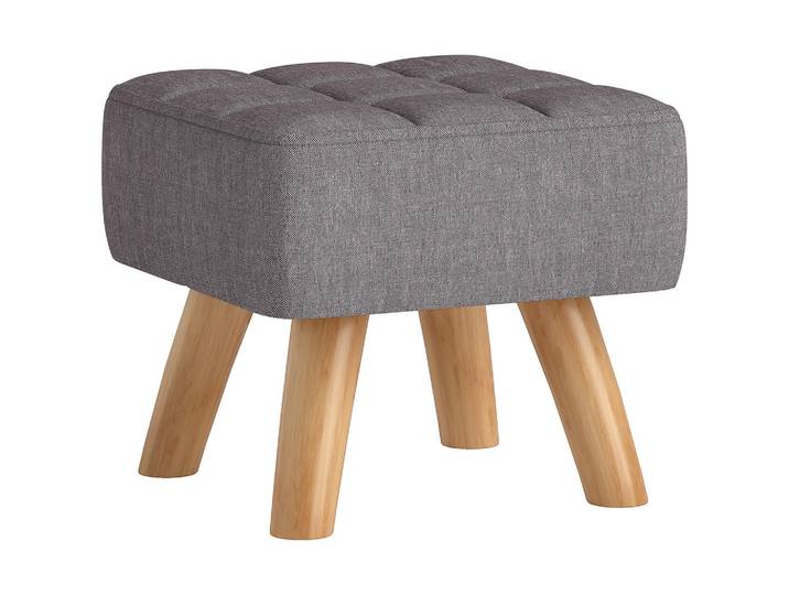 Homcom Fusshocker Hocker Moderner Sitzhocker mit Leinenoptik, Holzbeine, Grau, Kunststoff, 27x26x27 cm, Wohnzimmer, Sessel, Hocker, Sitzhocker