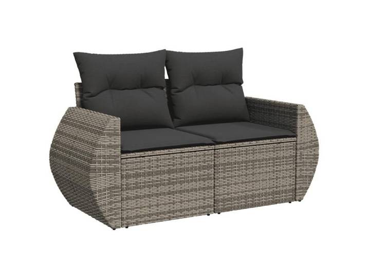 SALE d'hiver Mobilier terrasse - Salon de jardin - avec coussins (3 pcs) - ANTI-UV - gris - résine tressée - 55x62x69cm T9163