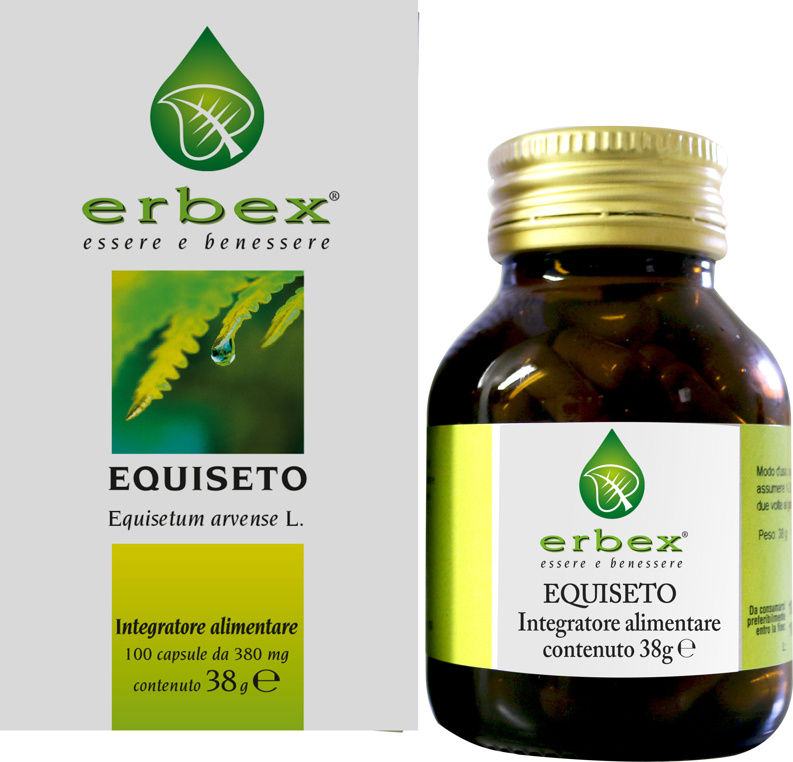 ERBEX Srl Erbex - Equiseto 100 capsule 380mg: Integratore Alimentare per Trofismo del Connettivo, Unghie e Capelli
