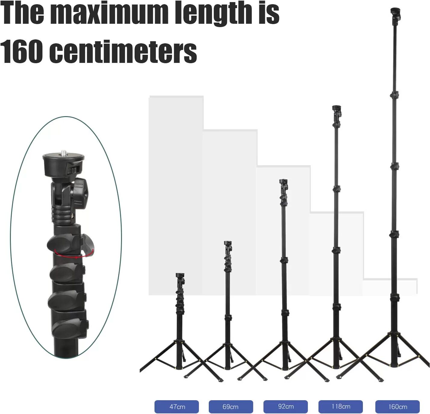 INF Handystativ / Kamerastativ Tripod (45-160 cm) Schwarz