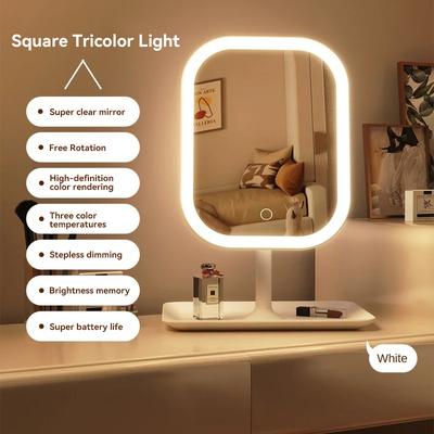 Friendly Fresh Finds LED Vanity Mirror With 3 Color Lights Rotatable Makeup Mirror For Bedroom Dressing Table white