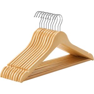 Songmics Kleiderbügel CRW001-10, aus Ahornholz, natur, 44,5cm breit, 10 Stück
