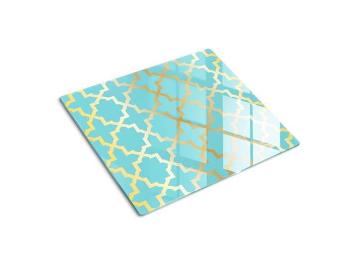 Tulup Glasplatte 60x52 cm Arabisches Muster, Goldfarben, Glas, 60x0.4x52 cm, Küchen, Küchenelektrogeräte, Herde, Herdabdeckplatten
