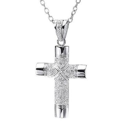 Kettenanhänger FIRETTI "Schmuck Geschenk Silber 925 Halsschmuck Anhänger Kreuz", silber (silberfarben, weiß), Schmuckanhänger, Damen, Silber 925 (Sterlingsilber), 9,9 g, Kettenanhänger, mit Zirkonia (synth.)