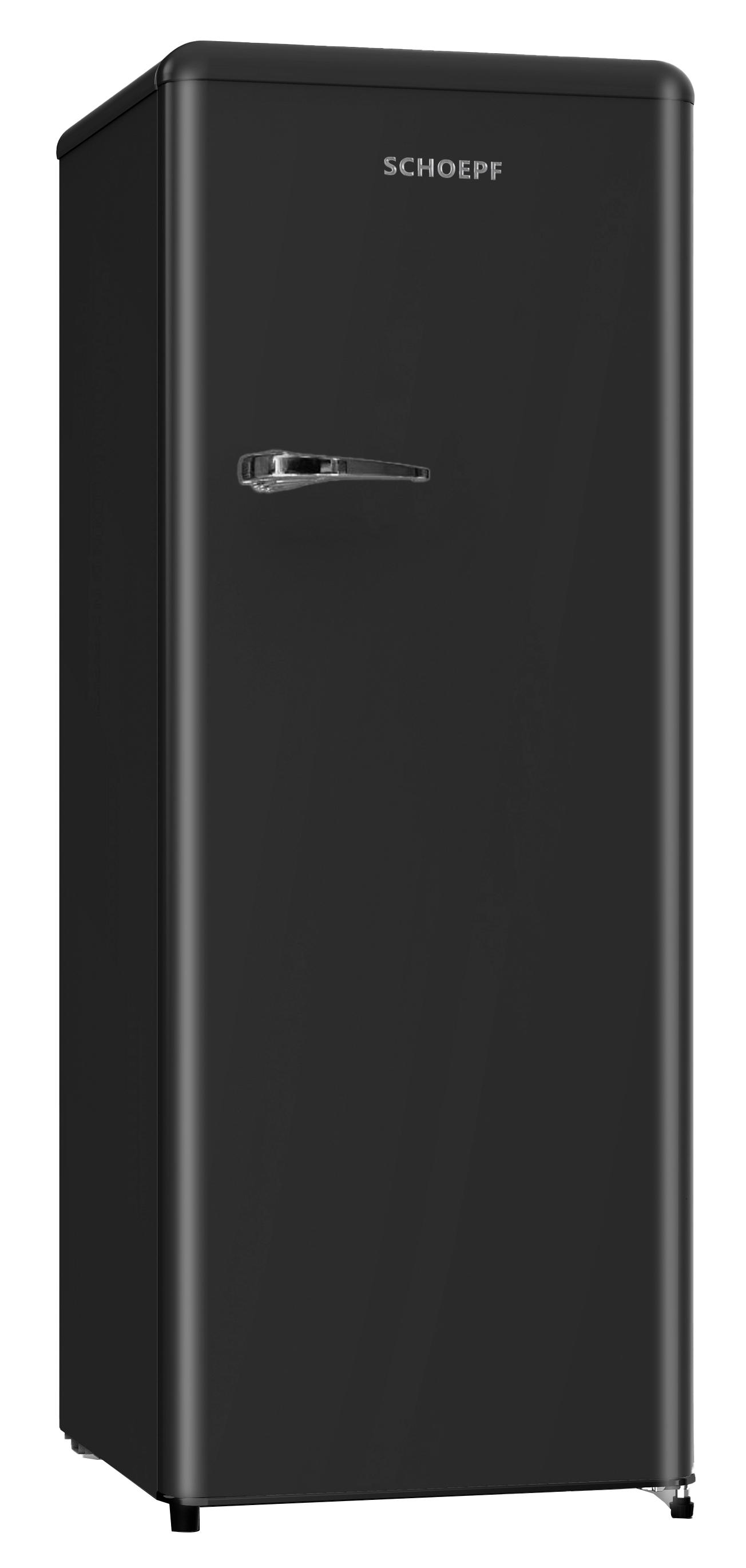 SCHOEPF Retro Vollraumkühlschrank / RKS245DB / Schwarz matt / 238 Liter Nutzinhalt / Vintage Style / Retro Kühlschrank